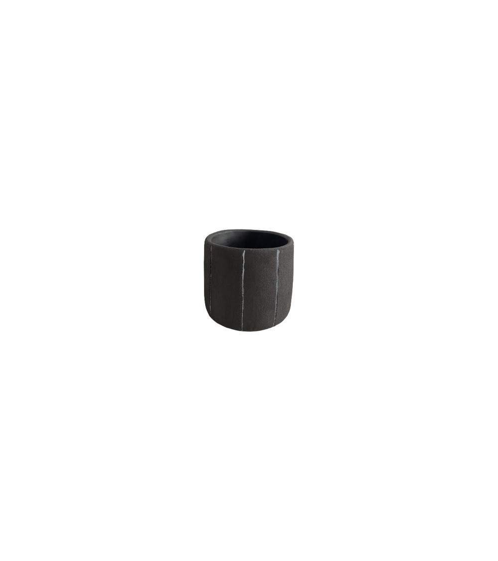 CACHE POT CIMENT MOTIF LIGNES D.13 XH10,7 CM