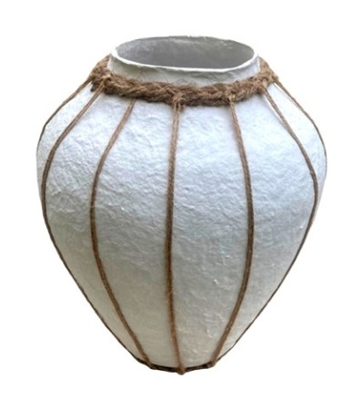 VASE PAPIER MACHE DECO JUTE D23XH25CM