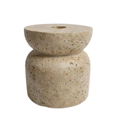 BOUGEOIR IMITATION TRAVERTIN D10 X H 10 CM