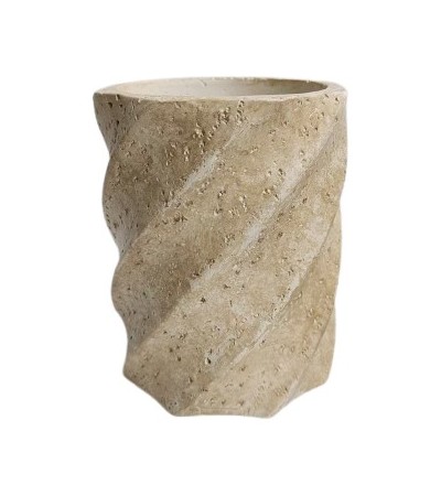 VASE TWIST  IMITATION TRAVERTIN  H 15CM