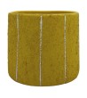 CACHE POT CIMENT JAUNE  LIGNES 15CM