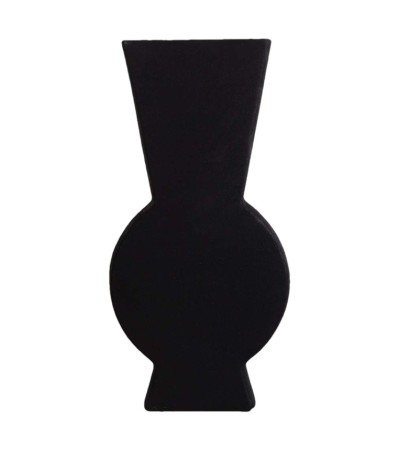 VASE GEOMETRIQUE GRES NOIR  38CM
