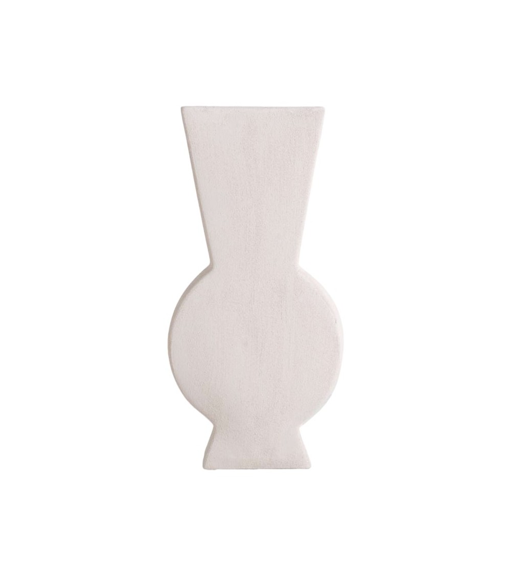 VASE GEOM GRES BLANC  38CM