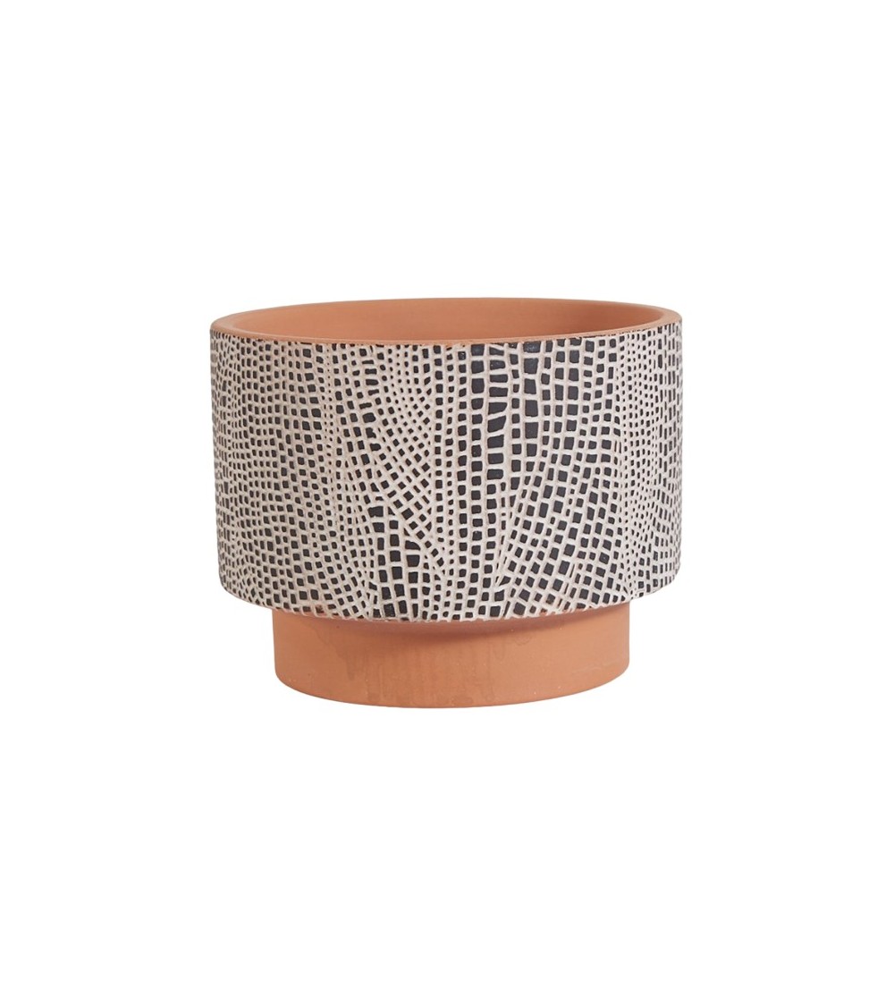 CACHE POT TERRE CUITE  DECOR RELIEF DIA 25CM