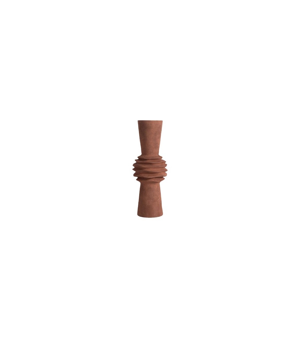 VASE GRES  STRUCTURE EFFET ONDULE TERRACOTA 47 CM