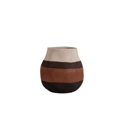 VASE  GRES  BANDES COULEURS 17CM