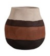 VASE  GRES  BANDES COULEURS 17CM