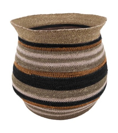 PANIER AMPHORE JONC DE MER RAYE