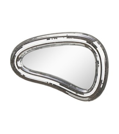 MIROIR ORGANIQUE  FACETTES ARGENTE 44X29 CM
