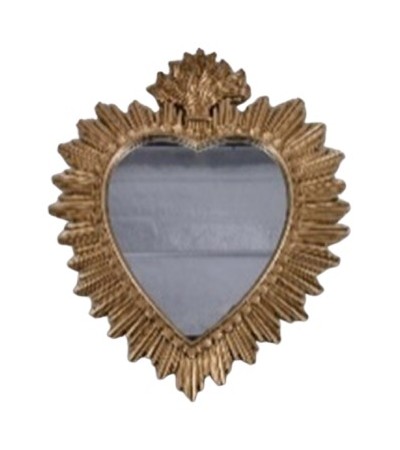 MIROIR EX-VOTO COEUR RESINE H39CM