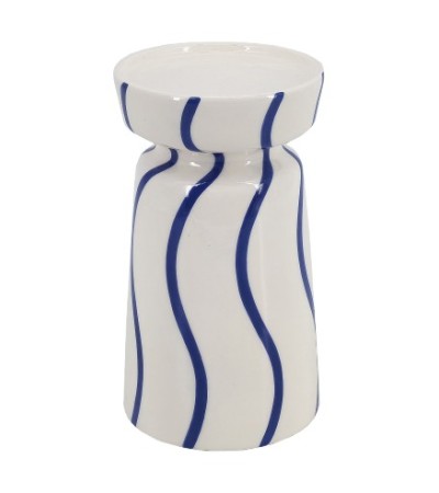 BOUGEOIR CERAMIQUE CINTRE LIGNES IRREG.10X18CM