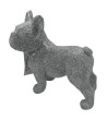 BOULEDOGUE RESINE ARGENTEE H20CM