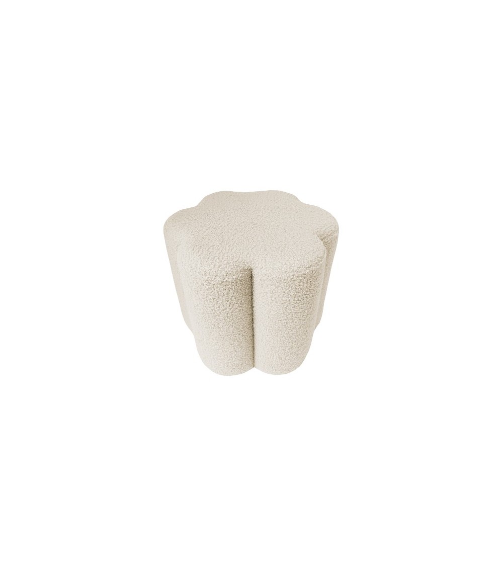 POUF BOUCLETTE FLEUR BLANC D.37 HT 30 CM