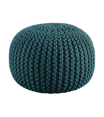 POUF TRICOT DIA 40 HT 30 CM  BLEU CANARD