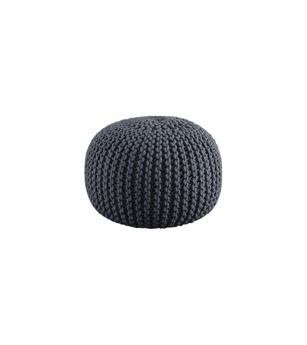 POUF TRICOT DIA 40 HT 30 CM  GRIS