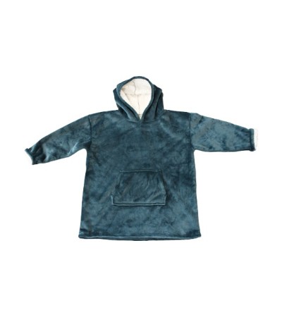 PLAID SWEATSHIRT A CAPUCHE BLEU GRIS