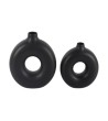 SET 2 VASES CERAMIQUE DONUTS NOIR 2 TAILLES