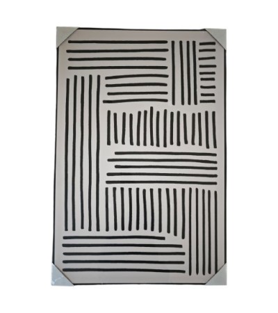 TOILE IMPRIME THELIO MOTIFS GEOMETRIQUES N&B 60X90CM