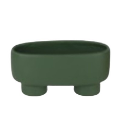 CACHE POT CERAMIQUE OVALE SUR PIEDS 20X9CM