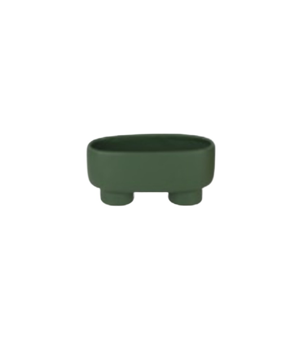 CACHE POT CERAMIQUE OVALE SUR PIEDS 20X9CM