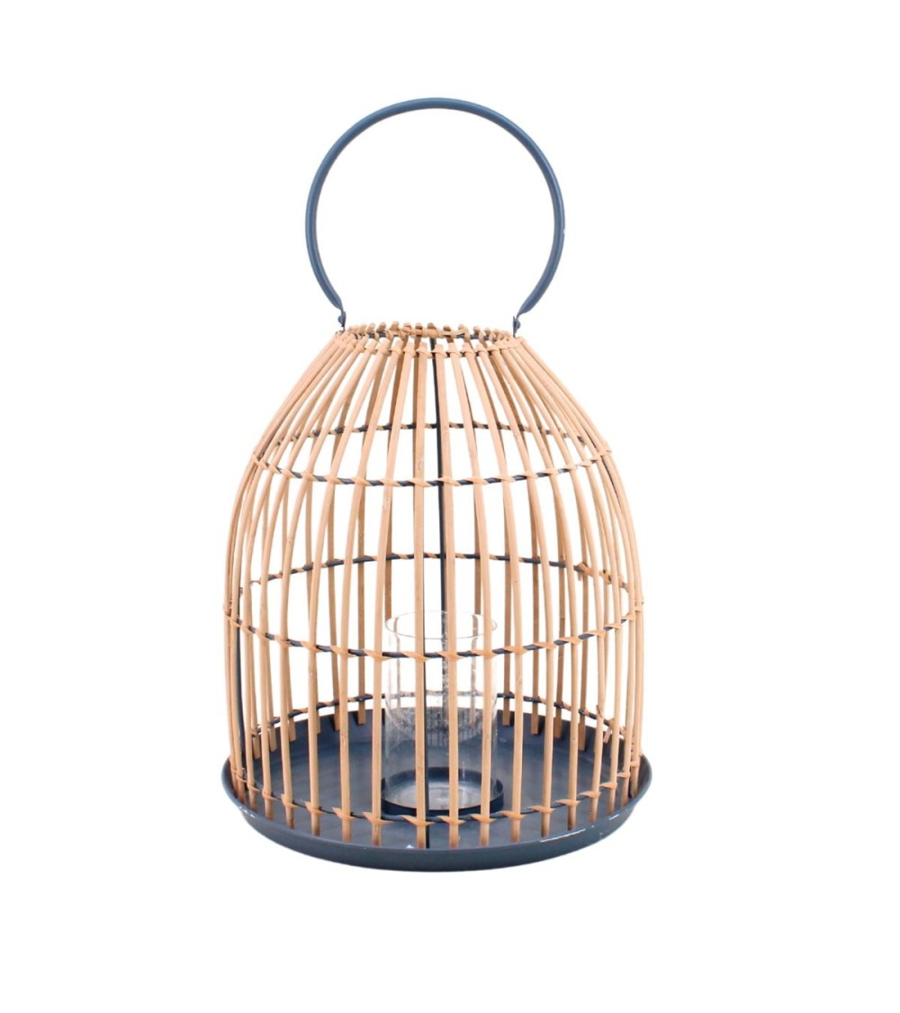 LANTERNE TRIBU METAL ROTIN 30X35 CM