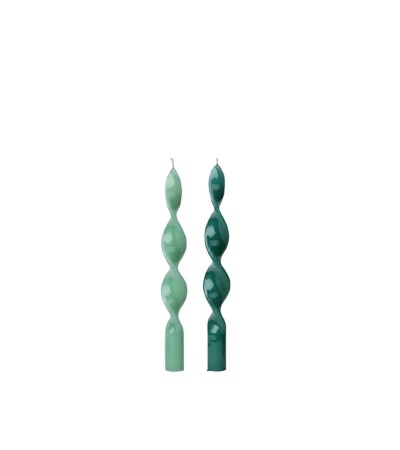 ETUI 2 BOUGIES CIERGES NON PARFUMEES TORSADES HT 25 CM