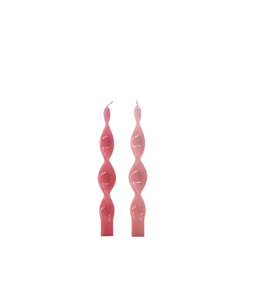 ETUI 2 BOUGIES CIERGES NON PARFUMEES TORSADES HT 25 CM