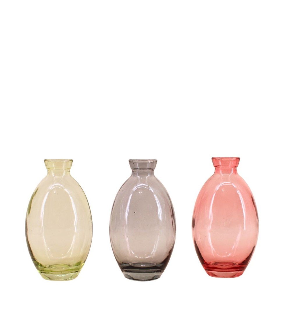 SET 3 VASES  VERRE COLORE 7X7X12 CM