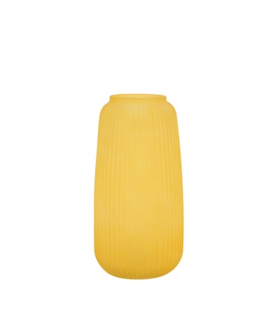 VASE  VERRE GIVRE  JAUNE H30 CM