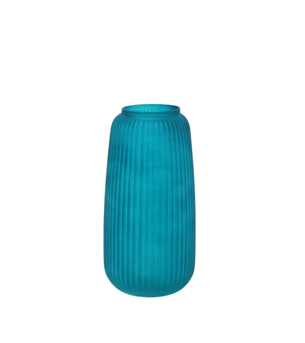 VASE  VERRE GIVRE  EMERAUDE H30 CM