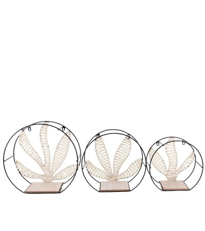 SET 3 ETAGERES MURALES METAL & CORDE