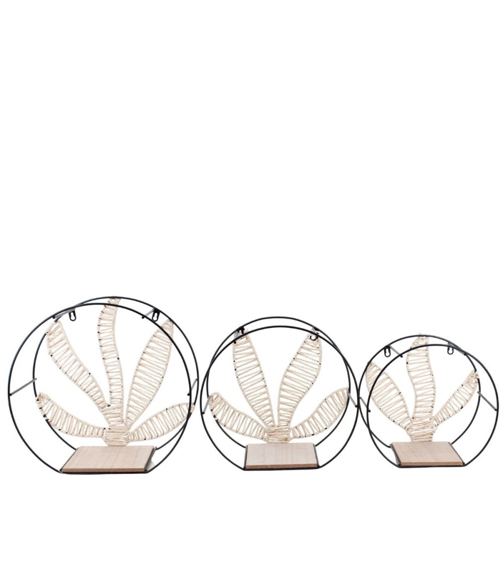 SET 3 ETAGERES MURALES METAL & CORDE