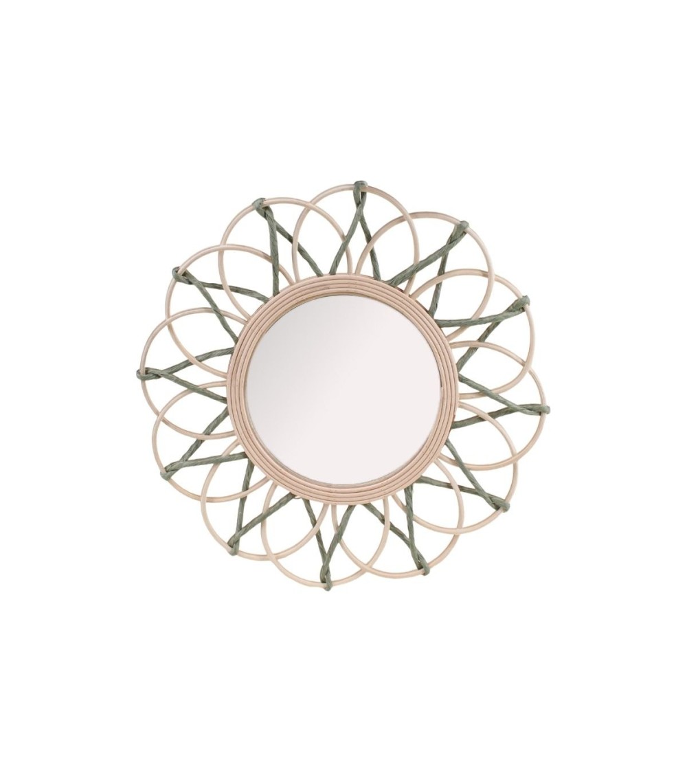 MIROIR ROTIN COULEUR DIA 40 CM