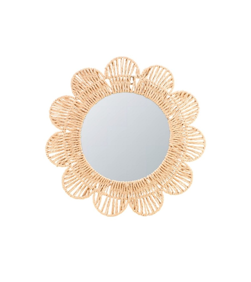MIROIR FLEUR FIBRES NAT DIA 45 CM