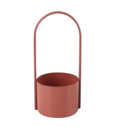 CACHE POT METAL ANSE HAUTE TERRACOTA 13X30CM