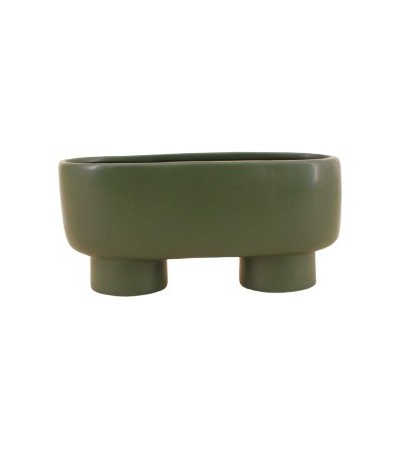 CACHE POT CERAMIQUE OVALE SUR PIEDS 20X9CM