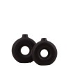 SET 2 VASES CERAMIQUE DONUTS NOIR 2 TAILLES