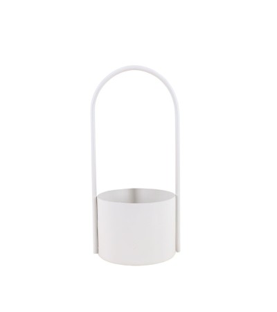 CACHE POT METAL ANSE HAUTE ECRU 13X30CM