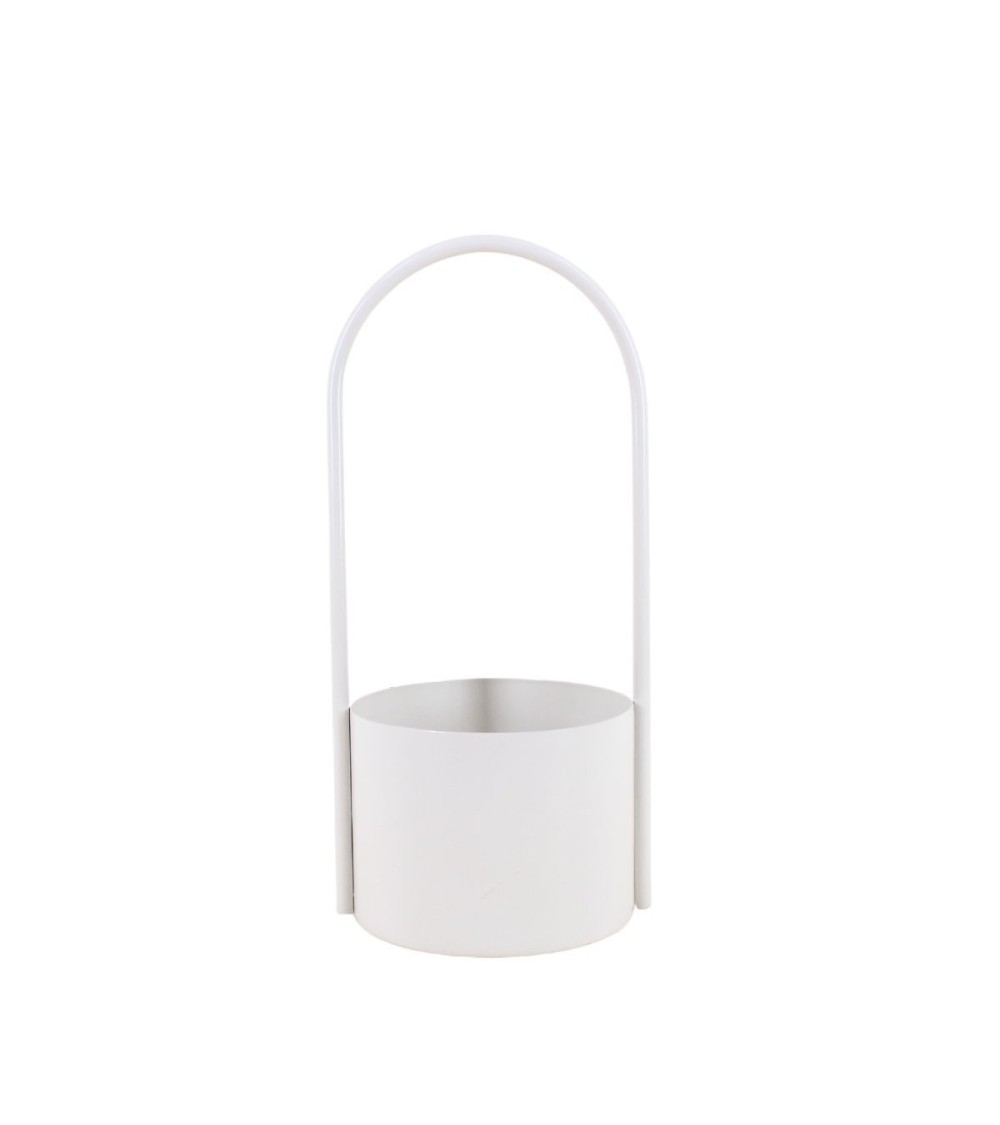 CACHE POT METAL ANSE HAUTE ECRU 13X30CM