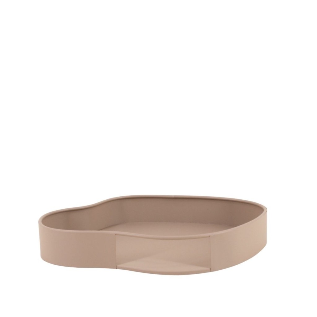 PLATEAU ORGANIQUE METAL BEIGE 27CM