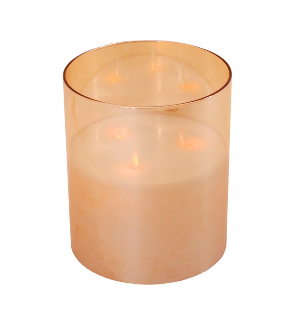 BOUGEOIR VERRE 3 LED HT 18 DIA 15 CM