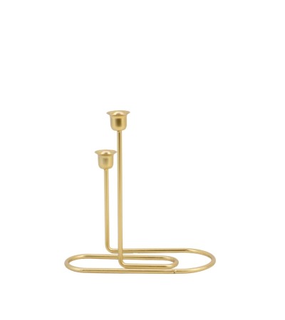 BOUGEOIR METAL DOUBLE DORE 22X10X23 CM SOCLE OVALE