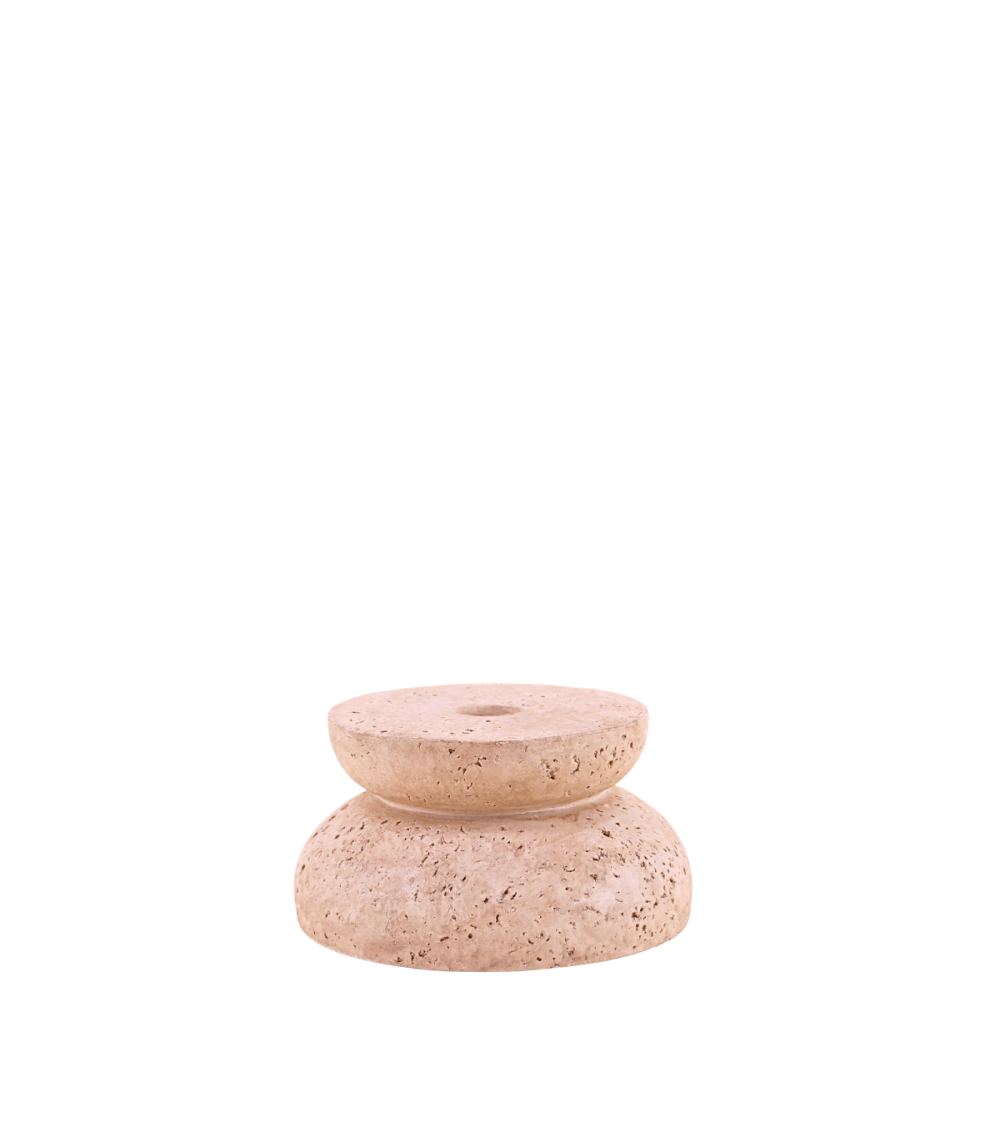 BOUGEOIR IMITATION TRAVERTIN  D13,7 X H 7CM