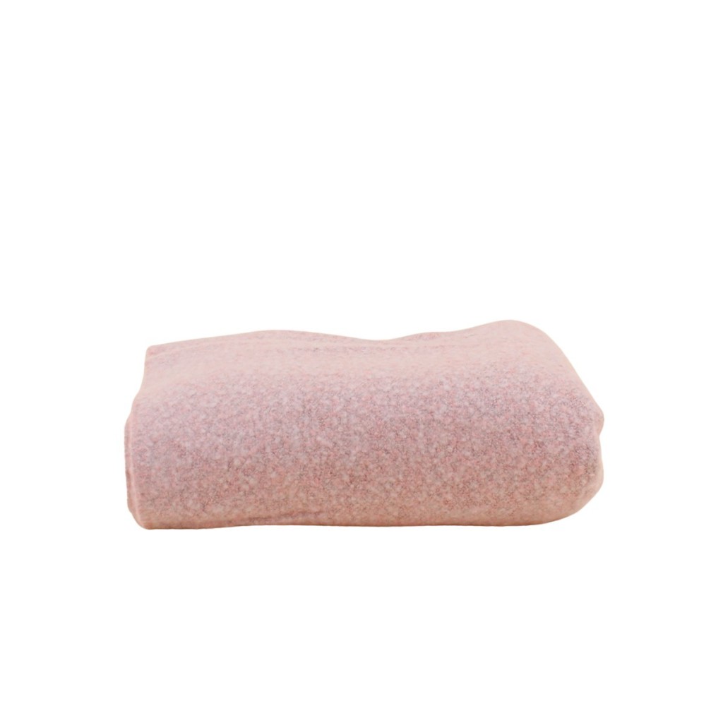 PLAID 130X170CM TOUCHER DOUX ROSE CHINE  FRANGES