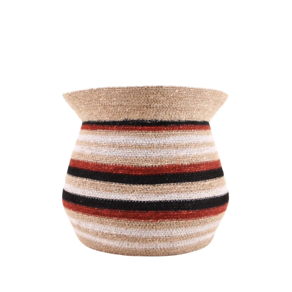 PANIER AMPHORE JONC DE MER RAYE