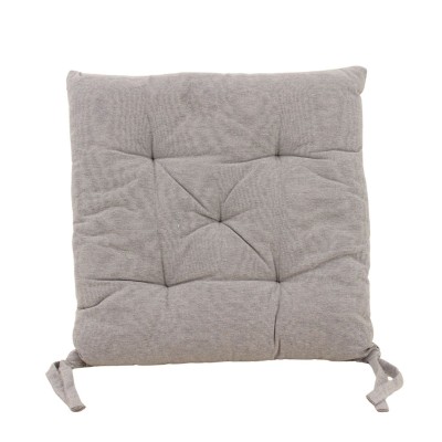 GALETTE CHAISE CHAMBRAY CARREE  UNIE CAPITONNEE 5 BOUTONS GRIS