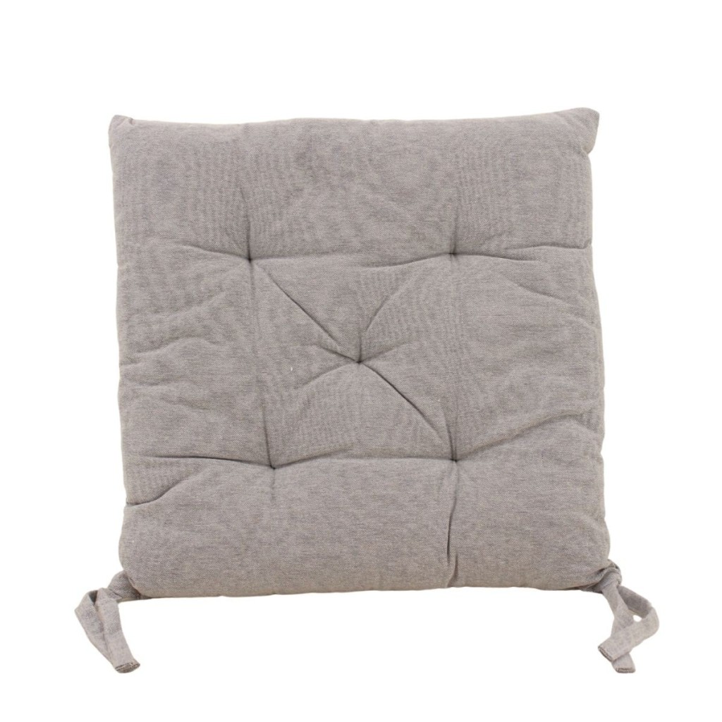GALETTE CHAISE CHAMBRAY CARREE  UNIE CAPITONNEE 5 BOUTONS GRIS