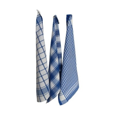 TORCHONS 100% COTON X3 BLEU/BLANC
