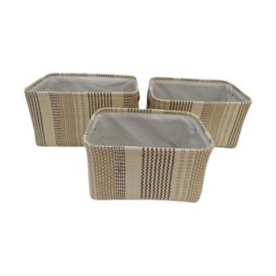 PANIER RECTANGULAIRE TISSAGE NATUREL LOT DE 3