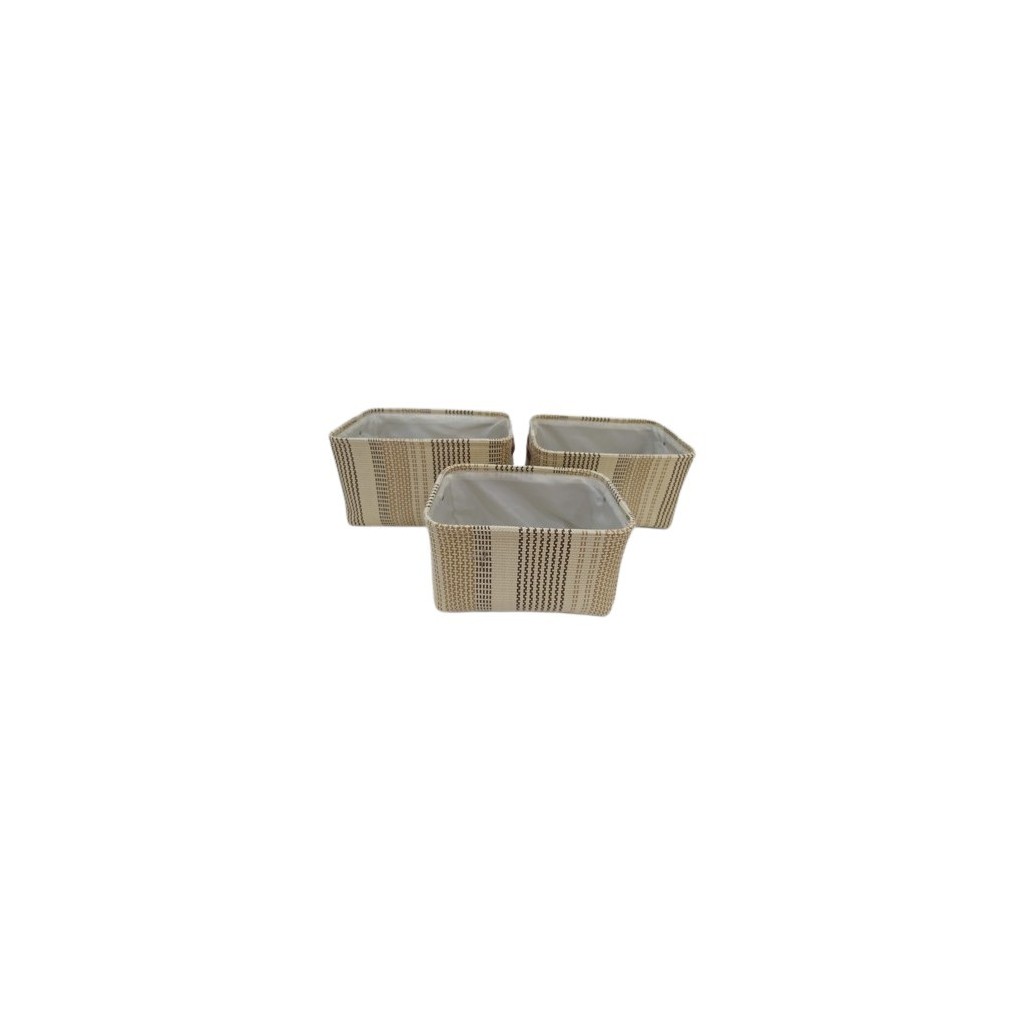PANIER RECTANGULAIRE TISSAGE NATUREL LOT DE 3